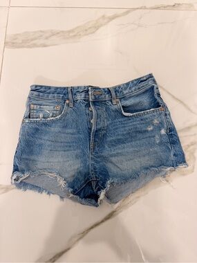We The Free Medium Blue Distressed High-Rise Denim Cutoff Shorts